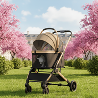 Poussette pour animaux de compagnie légère à 4 roues, pliable, en alliage d'aluminium, pour chiens et chats de petite et moyenne taille, de luxe, de haute qualité