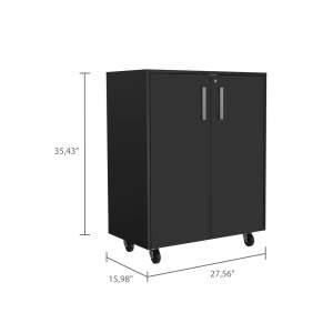 Armoire de rangement DB à double porte finition wengue noire avec roulettes pour étagères de garage - Product Image 6