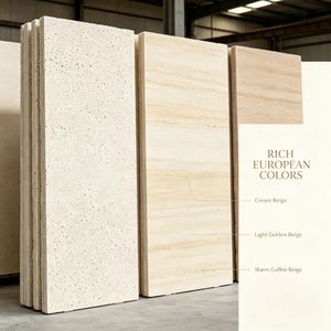 Panel de <span class=keywords><strong>Piedra</strong></span> de Imitación de Travertino, Revestimiento de <span class=keywords><strong>Piedra</strong></span> Suave, Color Crema Dorado Beige, para Pasillos de Hotel, Paredes de Bodega - Product Image 2