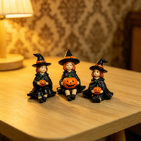 Ensemble de trois figurines de sorcières et citrouilles pour la nuit d'Halloween, accessoires de décoration DIY, mini décorations de table pour les fêtes