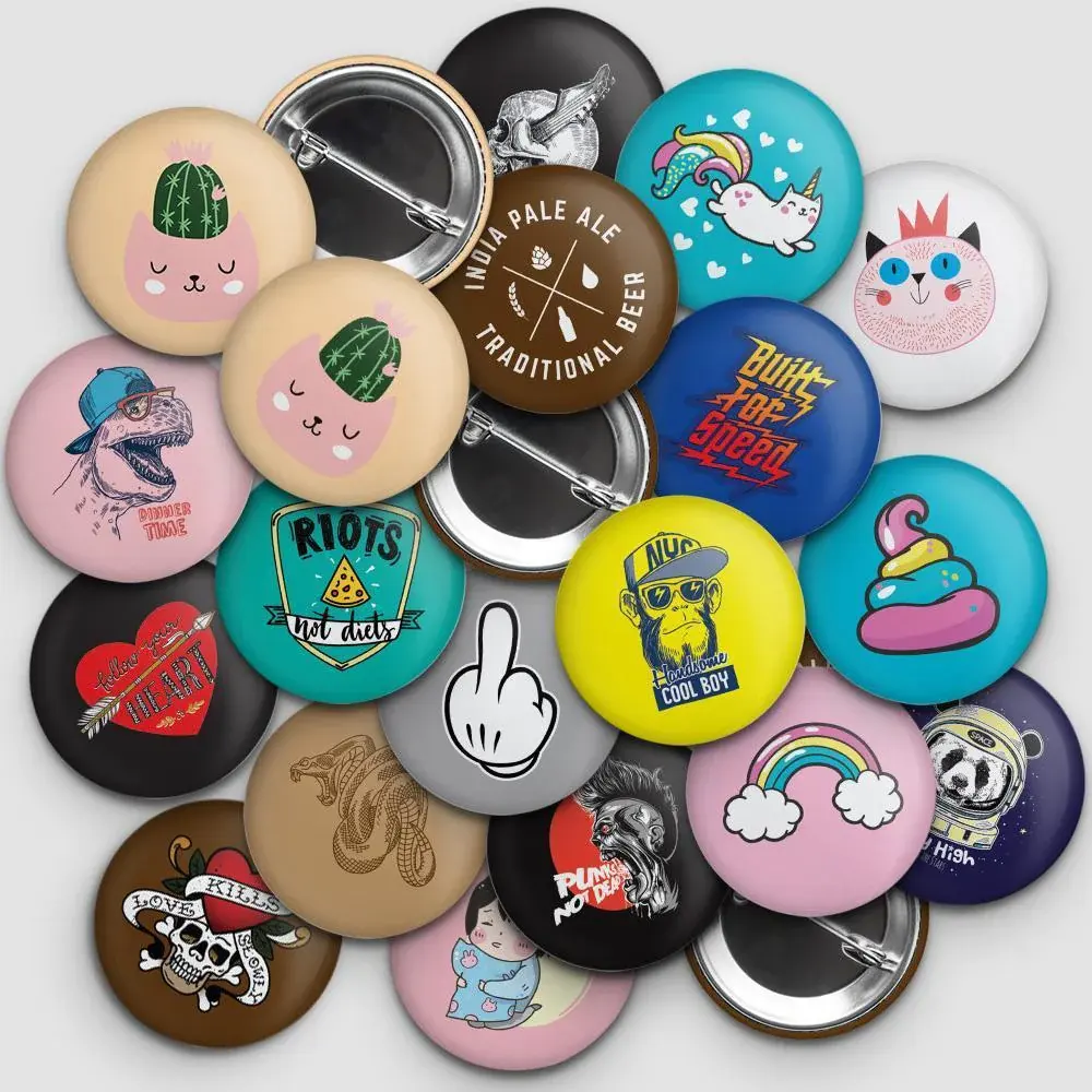 Atacado Logotipo Personalizado Pin Round Shape Tin Button Badge botões personalizados logotipo marca Brindes promocionais para atividades offline