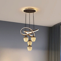 Lustres LED modernes à quatre ampoules en or E12 3CCT 42cm 130W à intensité variable pour salle à manger et éclairage d'escalier