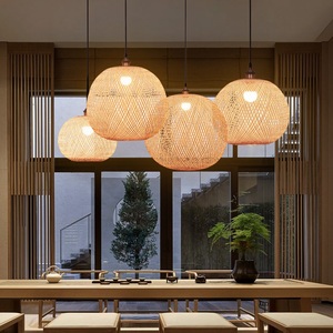 Lampes suspendues en bambou Globe pour restaurant, lustre boule - Product Image 3