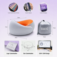 Oreiller de voyage ergonomique en mousse à mémoire de forme, personnalisable OEM/ODM, imperméable, en forme de U, pour soutien cervical, vente en gros directe usine