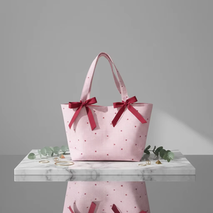 Borsa a Mano alla Moda Personalizzabile con Fiocco e Motivo a Quadri <span class=keywords><strong>Rosa</strong></span>, Borsa da <span class=keywords><strong>Spiaggia</strong></span> Portatile per Uso Quotidiano per Donne - Product Image 6