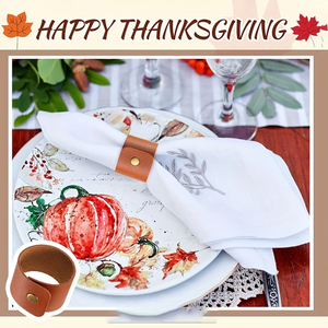 Anneau de serviette de style europé<span class=keywords><strong>en</strong></span> simple, décoration de table d'hôtel tendance, boucle de serviette <span class=keywords><strong>en</strong></span> similicuir pour Thanksgiving - Product Image 4