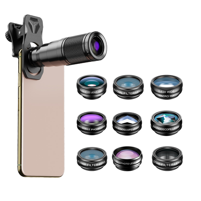 APEXEL Best 22X Super Telephoto Lens Wide Angle Macro Filter Lens Kit 10 in 1 Mobile Camera Lens for iPhone Android Smartphone