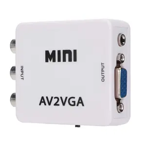 Mini VGA para conversor de vídeo, AV composto para adaptador VGA, TV SetTop Box Audio Video Converter