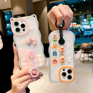 Funda de Teléfono Móvil de Lujo con Orejas de Gato <span class=keywords><strong>3D</strong></span>, Antigolpes, de TPU+Material DIY, con Soporte de Anillo y Correa para Muñeca, Compatible con - Product Image 1