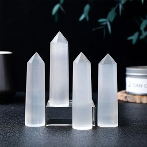 คริสตัลธรรมชาติโมร็อกโก เซเลไนต์ทรงกระบอก สำหรับตกแต่งบ้าน วางบนโต๊ะ - Product Image 1