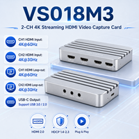 Tarjeta de Captura HDMI de 2 Canales USB3.0 1080P60/30 con Salida HDMI Dual, Entrada de Micrófono de 3.5mm, Salida de Audio, Sin Controladores, Transmisión en Vivo