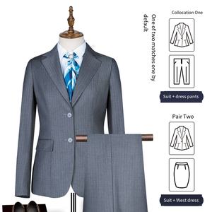 Traje informal gris ajustado para mujer, versión coreana, abrigo de oficina de un solo pecho con bordado para negocios bancarios formales - Product Image 4