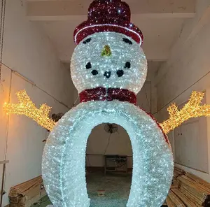 LED Christmas Lighting Snowman Walk Through Outdoor Large Christmas Decoration 3D Giant Lighting Snowman Motif Lights