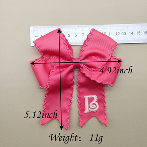 Ins Streamer Factory, venta al por mayor, accesorios para el cabello para niñas, clásico rosa, bordado de grogrén, letra, punto de Luna, borde, lazo para el cabello, pinza para el cabello - Product Image 2