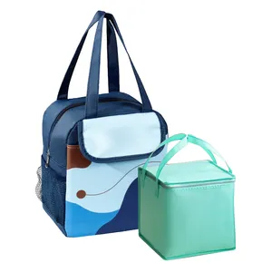 Reusable Grocery 6 Pack Picnic Printed Green Eco-friendly, Waterproof Insulated Food Lunch Cooler Bags Seafood With Logo/