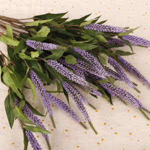 Fleurs artificielles de sauge, 5 têtes, en plastique souple, haute simulation, pour décoration intérieure et accessoires de mariage - Product Image 2