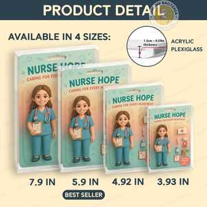 Figurine 2D personnalisée en acrylique pour infirmière scolaire, bloc acrylique sur mesure, cadeau infirmière personnalisé à partir de photo, rentrée scolaire - Product Image 2
