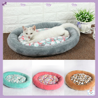 Coussin ovale pour animaux de compagnie, lit doux en peluche pour chien et chat, tapis de couchage quatre saisons pour usage intérieur