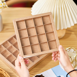 Imee Nâu Trắng Kraft Giấy Sô Cô La Hộp 4 9 16 25 Khoang Cookie Pastry Hộp Vuông Ngọt Ngào Hộp Với Rõ Ràng Trượt Nắp - Product Image 5