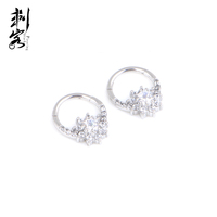 Bague segmentée à charnière en acier inoxydable plaqué or 316L pour enfants, avec fleur sertie de zircone cubique orientée vers l'avant, bijou de corps tendance pour mariage