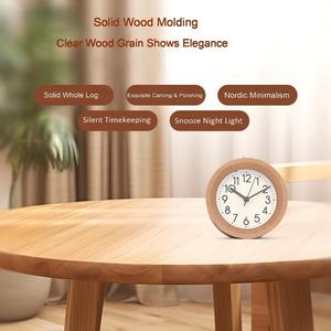 Réveil silencieux en bois avec veilleuse, sans tic-tac, alimenté par piles, petit réveil rond pour chambre à coucher, bureau, décoration intérieure - Product Image 6