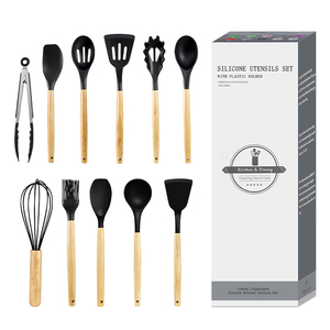 Juego de utensilios de cocina Chef Kitchen de 12 piezas, antiadherentes, de silicona, con mango de madera, utensilios de cocina, juego de utensilios. - Product Image 1