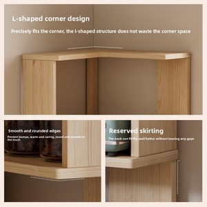 Solid Wood <strong>Corner</strong> Cabinet Rack Storage 90-degree <strong>Rustic</strong> Style Integrated Wall Unit Small Apartment Bookshelf Floor <strong>Shelf</strong> 5 - Product Image 2