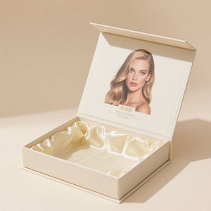 عبوة فاخرة مخصصة قابلة للطي مع إدراج شعر مستعار من الساتان صناديق تعبئة الملابس الداخلية شعار لوحة تغليف بطاقات قابلة للطي - Product Image 3