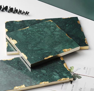 Hình chữ nhật vàng <span class=keywords><strong>Inlay</strong></span> đá cẩm thạch tự nhiên khay trang trí đồ trang sức vòng cổ lưu trữ khay đá cẩm thạch đế lót ly cho phòng tắm trang trí nội thất - Product Image 3