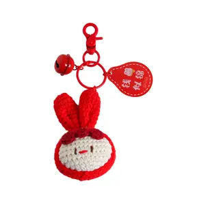 Temu流行创意钩针娃娃配件手提包吊坠可爱钩针兔子钩针钥匙扣礼品