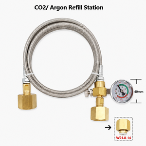 Station de remplissage de bouteilles de CO2 Sodastream, adaptateur de remplissage pour outils pneumatiques, tuyau tressé en acier de 1,5 m, manomètre 250 bars - Product Image 1