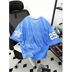 T-shirt en jersey graphique pour hommes, numéro 25, col en V, ample, surdimensionné, respirant, vêtements de basket-ball, toutes saisons - Product Image 2