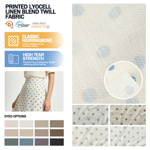 Tissu sergé respirant en mélange tissé imprimé (lyocell, viscose, nylon, lin) à chevrons pour vêtements, chemises et robes - Product Image 1