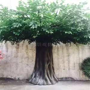 Vente en gros de la vidéo de propriété de scène de Guangzhou, paysage vert en plastique fabriqué en chine, arbre banyan artificiel