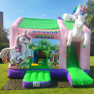 Château gonflable commercial pour fêtes d'<span class=keywords><strong>anniversaire</strong></span> d'enfants, château gonflable <span class=keywords><strong>licorne</strong></span> avec toboggan, Aufblasbare Einhorn-Hupfburg - Product Image 2