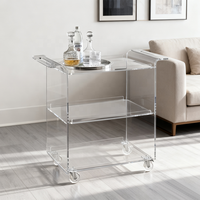 Chariot de service moderne en acrylique transparent à 4 roues et 3 étagères pour hôtel, bar, cuisine, salle à manger, salon - Mobilier commercial