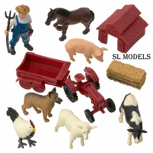 SL Model produsen PVC plastik padat 10 buah Model kehidupan pertanian realistis mainan hewan untuk anak-anak