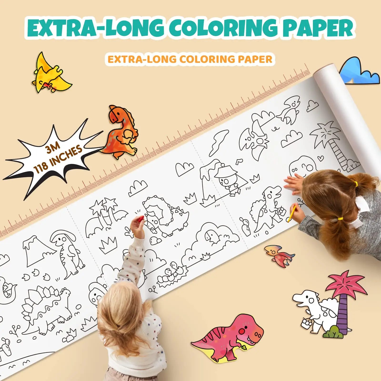 Rollo de dibujo para niños, rollo de papel para colorear para niños, rollo de papel de dibujo, papel de relleno de Color de dibujo de pintura DIY