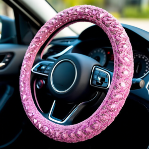 Funda para Volante Color Rosa Base Decorada con Pedrería Accesorio para Auto - Product Image 3