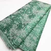 Tissu Jacquard Brocart Floral Vert Doré de Luxe Texturé Métallique pour Robe de Soirée Robe de Mariée Asoebi Nigérian