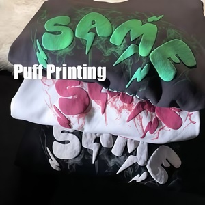 Camisetas de Hombre Lisas de Gran Gramaje, Negras, de Alta Calidad, Estilo Holgado, con Gráficos, de Gamuza, Personalizables con Bordado 3D - Product Image 1
