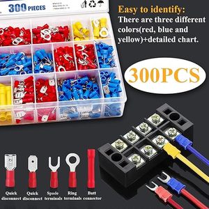 Kit surtido de conectores de crimpado de cable aislado de 300 Uds. Con terminales de cable automotriz de crimpado de <span class=keywords><strong>desconexión</strong></span> rápida a tope de pala de anillo - Product Image 3