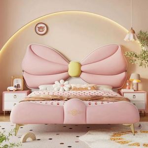Royal Themed Wood Children's Daybed Cotton Upholstered Headboard Comfortable <b>Space</b> <b>Saving</b> Design Small Bedroom Girls Gift Modern - Product Image 4