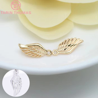 Vente en gros de pendentifs en laiton plaqué or champagne 24 carats de haute qualité, en forme d'ailes d'ange, tendance, pour la fabrication de bijoux DIY de haute qualité