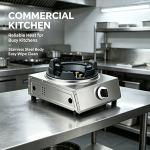 Cocina <span class=keywords><strong>de</strong></span> gas <span class=keywords><strong>de</strong></span> un solo quemador, original del fabricante, con parrilla <span class=keywords><strong>de</strong></span> hierro fundido comercial, llama <span class=keywords><strong>de</strong></span> alto rendimiento, para uso doméstico, catering y venta al por mayor. - Product Image 5