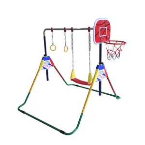 Senam Peralatan Indoor Anak-anak Horizontal Bar dengan Cincin, Ayunan, Basket