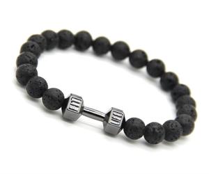 पुरुषों की फैशन के सामान लोचदार लावा पत्थर 8MM मोती ऊर्जा हाथ स्ट्रिंग Dumbbells गहने के लिए पुरुषों - Product Image 3