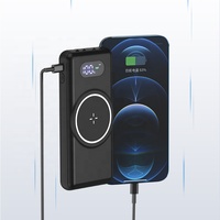 Último producto nuevo y popular 2025 LED pantalla digital banco de energía inalámbrico magnético banco de energía 10000mAh con cable