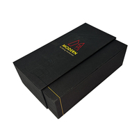 Boîtes cadeaux noires personnalisées avec logo, fournisseur chinois OEM, prix bas, laminage mat, gaufrage, revêtement UV, emballage