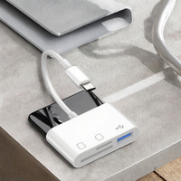 3-en-1 USB C para SD TF Adaptador de lector de tarjetas de memoria Instalación externa Compatible con iPhone iPad y cámara USB